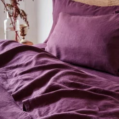 Berry 100% Linen Flat Sheet