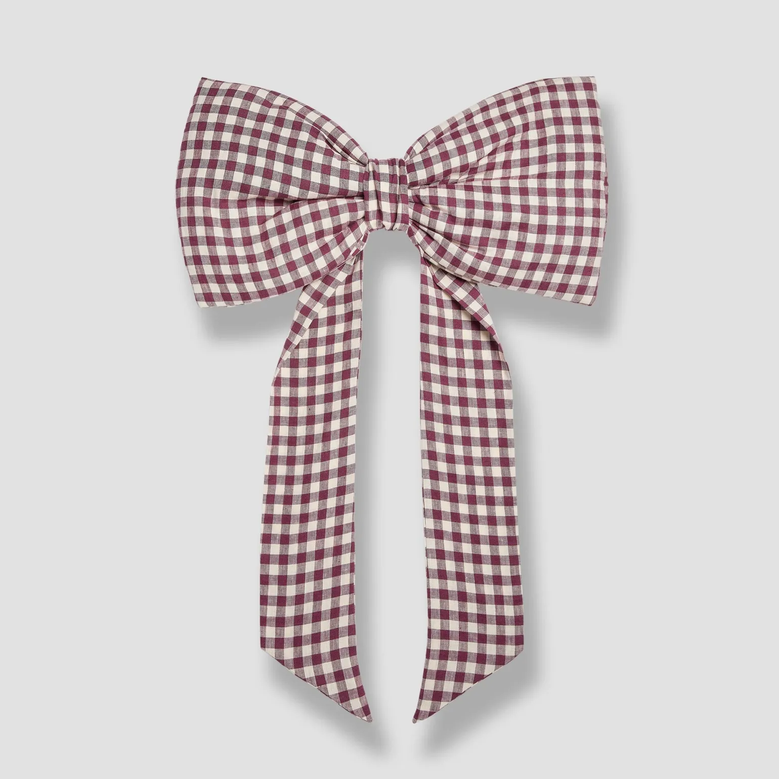 Berry Gingham Linen Bow