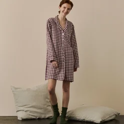 Berry Gingham Linen Night Shirt