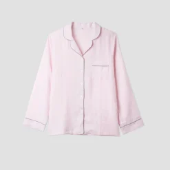 Blush Pink Linen Pajama Shirt (Top Only)