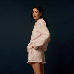 Blush Pink Linen Pajama Shorts
