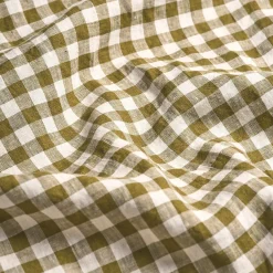 Botanical Green Gingham Linen Blend Pillowcase (Pair)