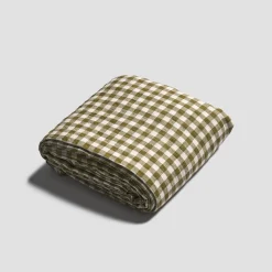 Botanical Green Gingham Linen Blend Flat Sheet