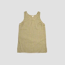 Botanical Green Gingham Linen Night Dress