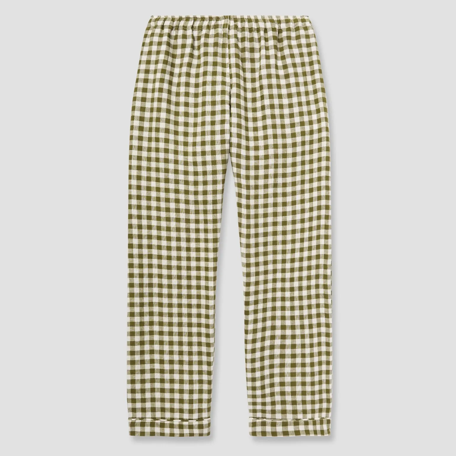 Botanical Green Gingham Linen Pajama pants