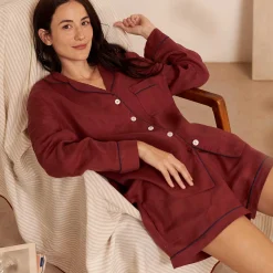 Cherry Linen Pajama Shorts Set