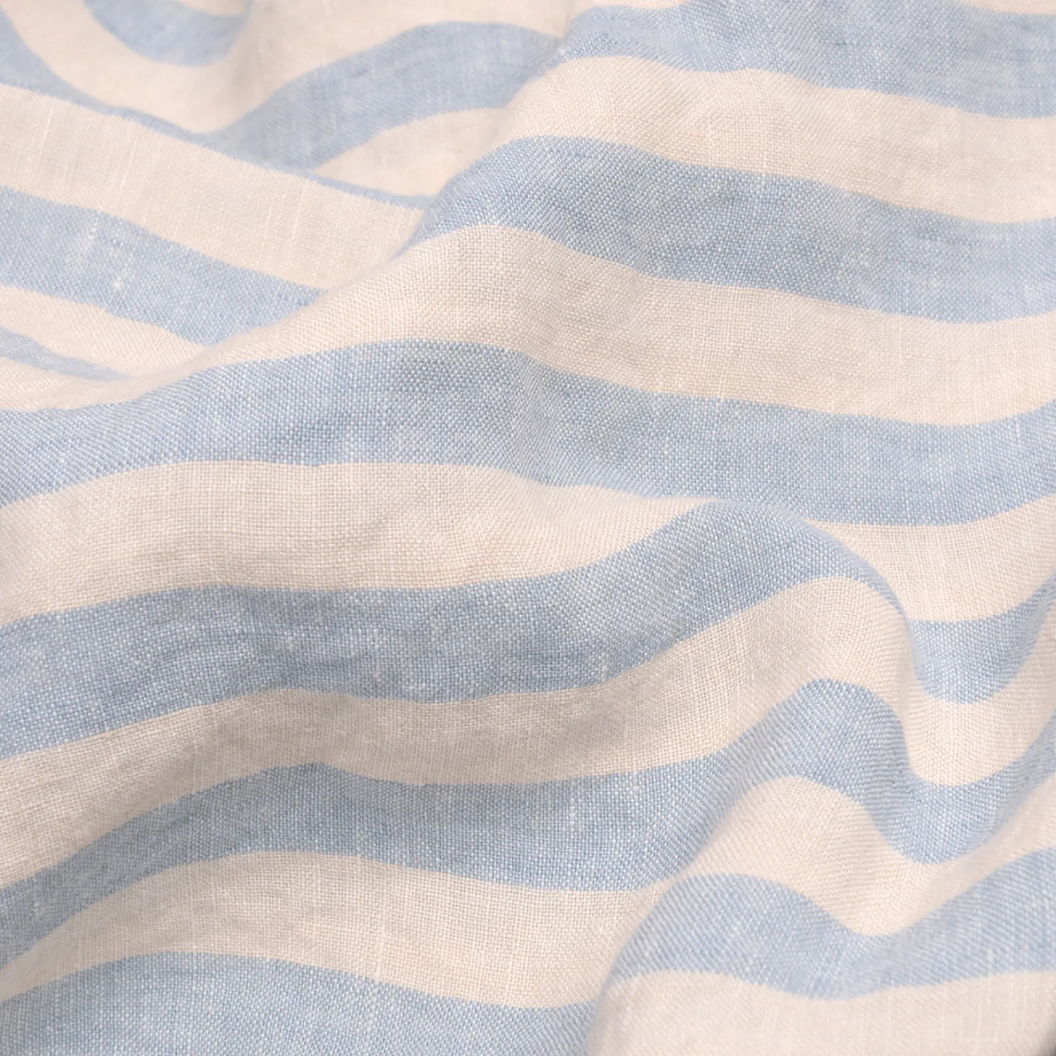 Coastal Blue Pembroke Stripe 100% Linen Fitted Sheet