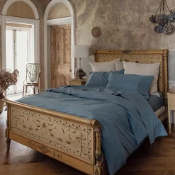 Cove Blue Washed Percale Cotton Duvet Cover