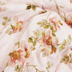 Cream Pastel Field Rose Linen Blend Fitted Sheet