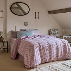 Elderberry Gingham 100% Linen Duvet Cover