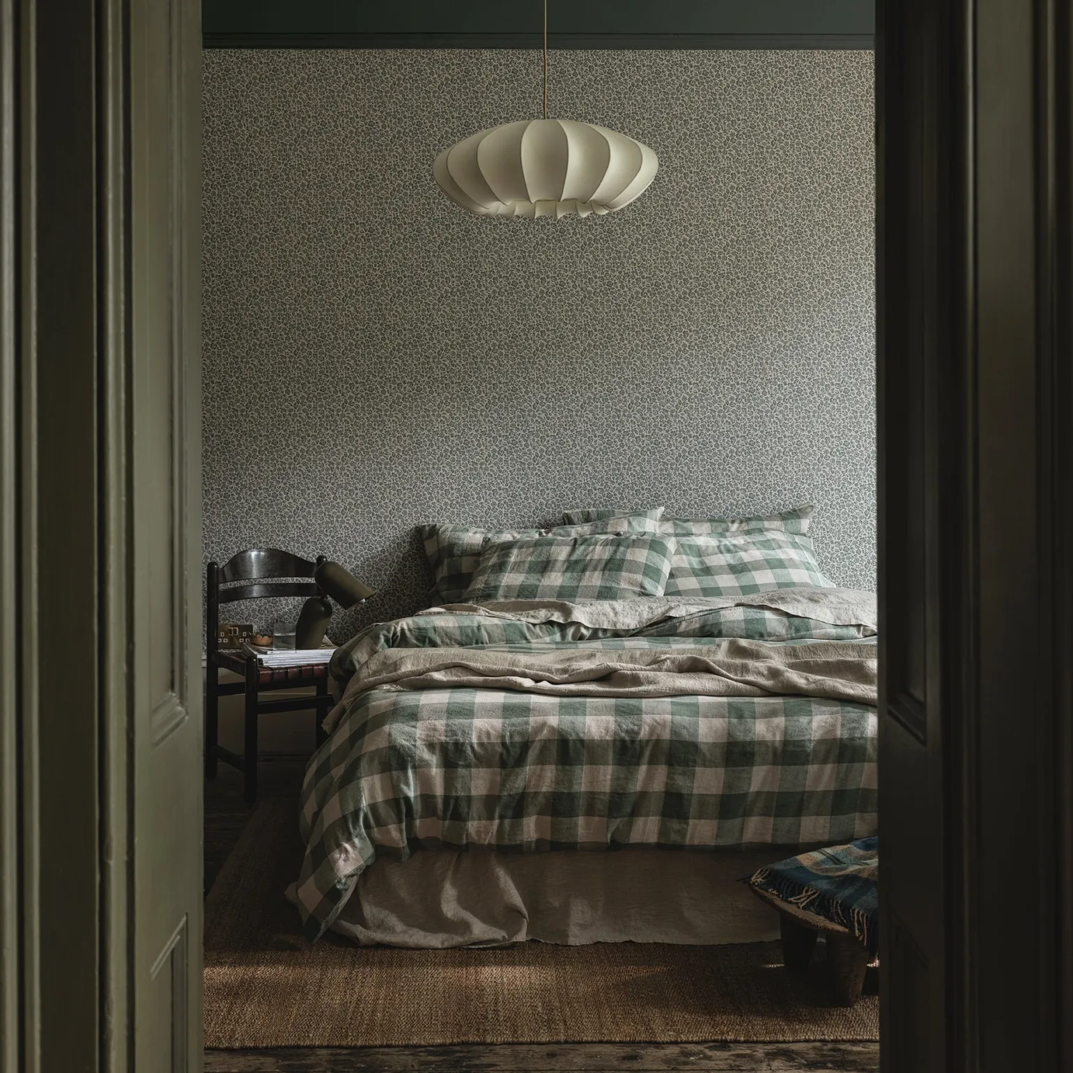 Elm Green Emsworth Plaid Linen Blend Duvet Cover
