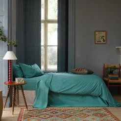 Faded Jade Washed Cotton Percale Duvet Cover