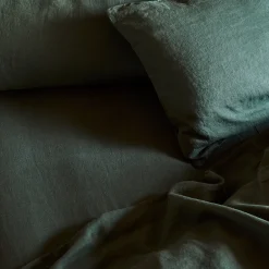 Fern Green 100% Linen Fitted Sheet