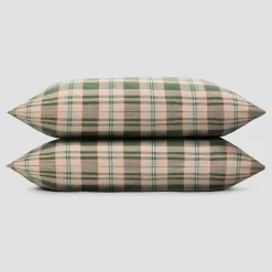 Fern Green Dallington Plaid Linen Blend Pillowcase (Pair)