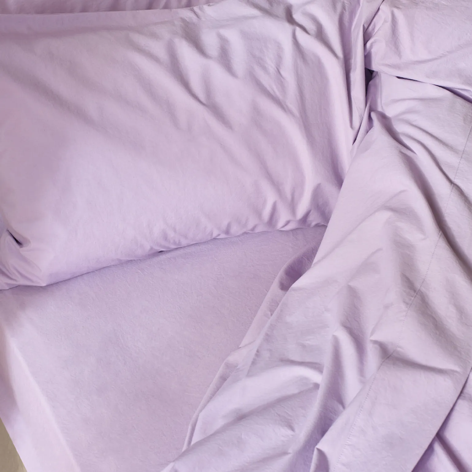 Lavender Washed Cotton Percale Fitted Sheet