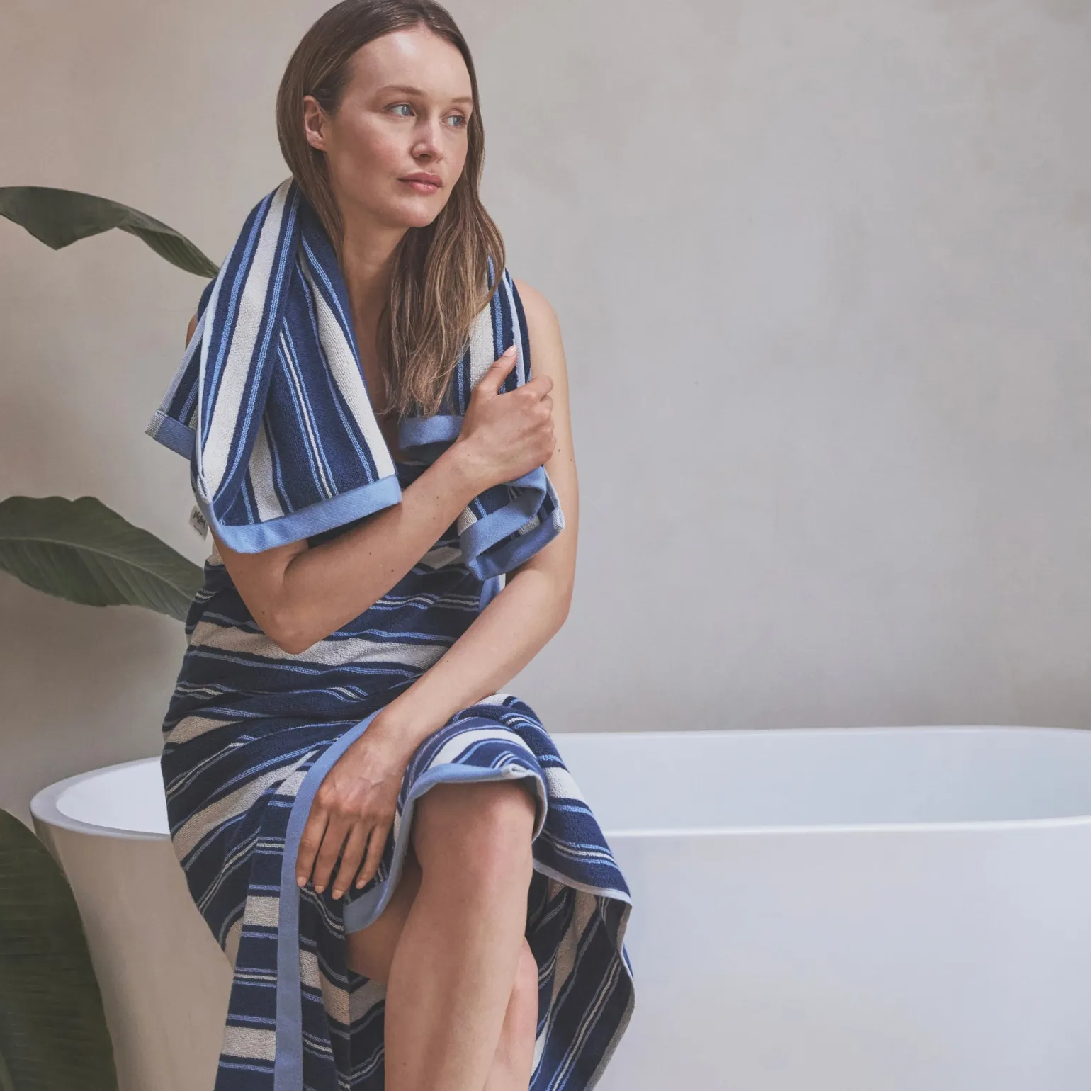 Marina Blue Shoreham Stripe Cotton Towels
