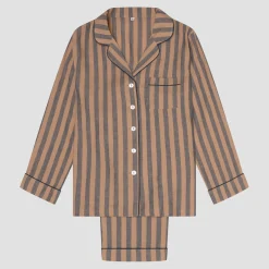 Men's Blue & Porcini Striped Linen Pajama Set