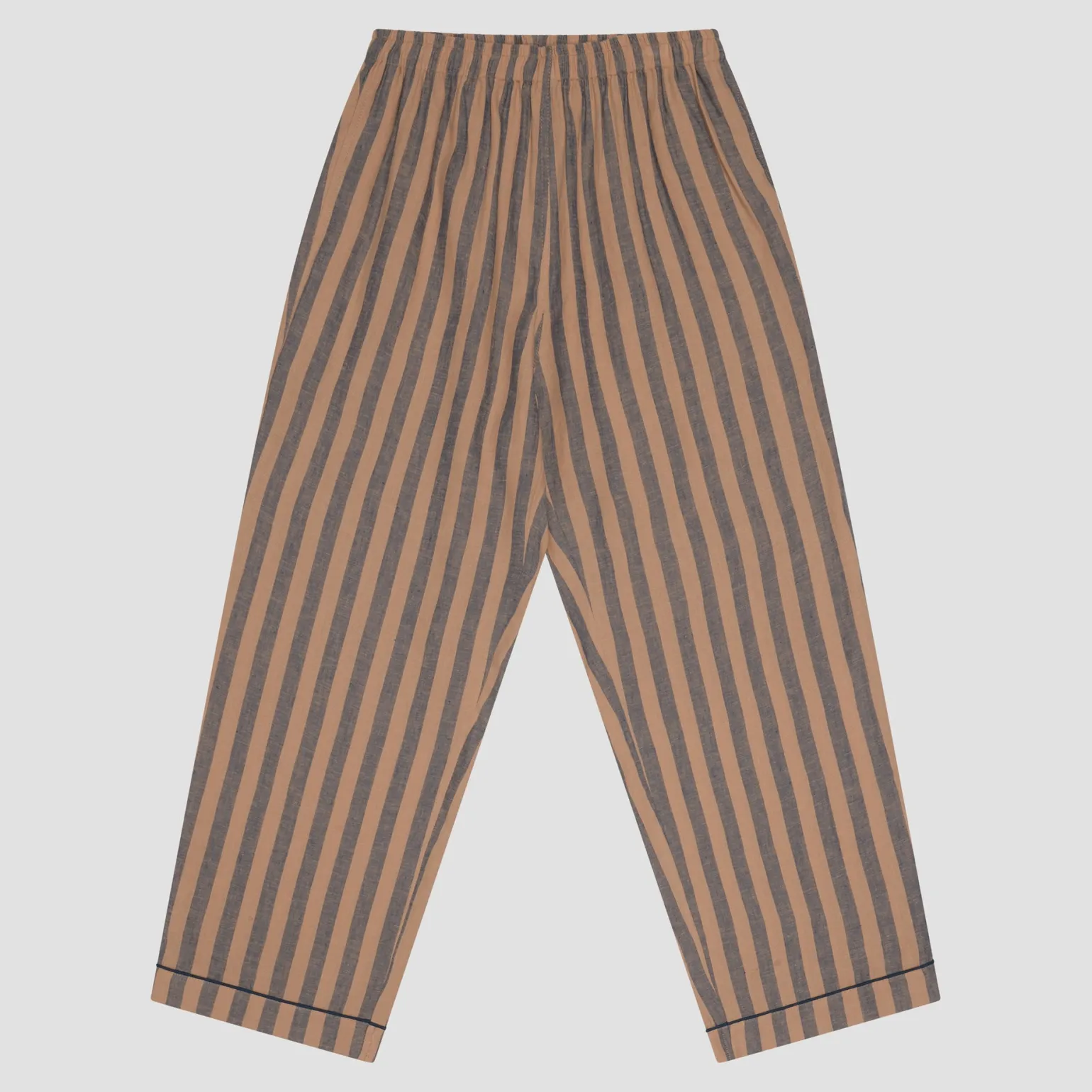 Men's Blue & Porcini Striped Linen Pajama Pants