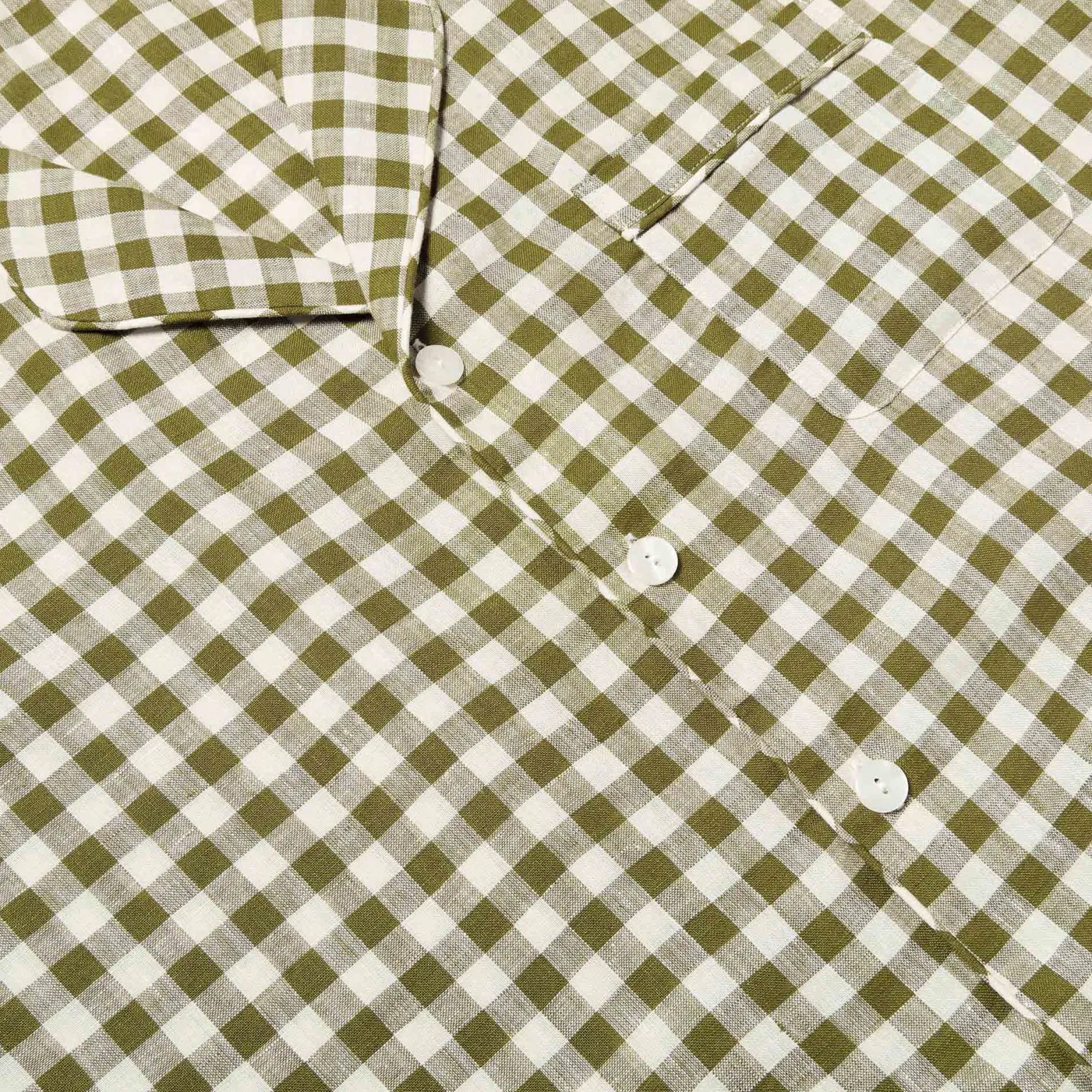 Men's Botanical Green Gingham Linen Pajama Set