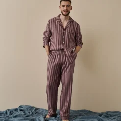 Men's Port & Woodrose Striped Linen Pajama Set