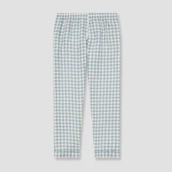 Men's Warm Blue Gingham Linen Pajama Pants