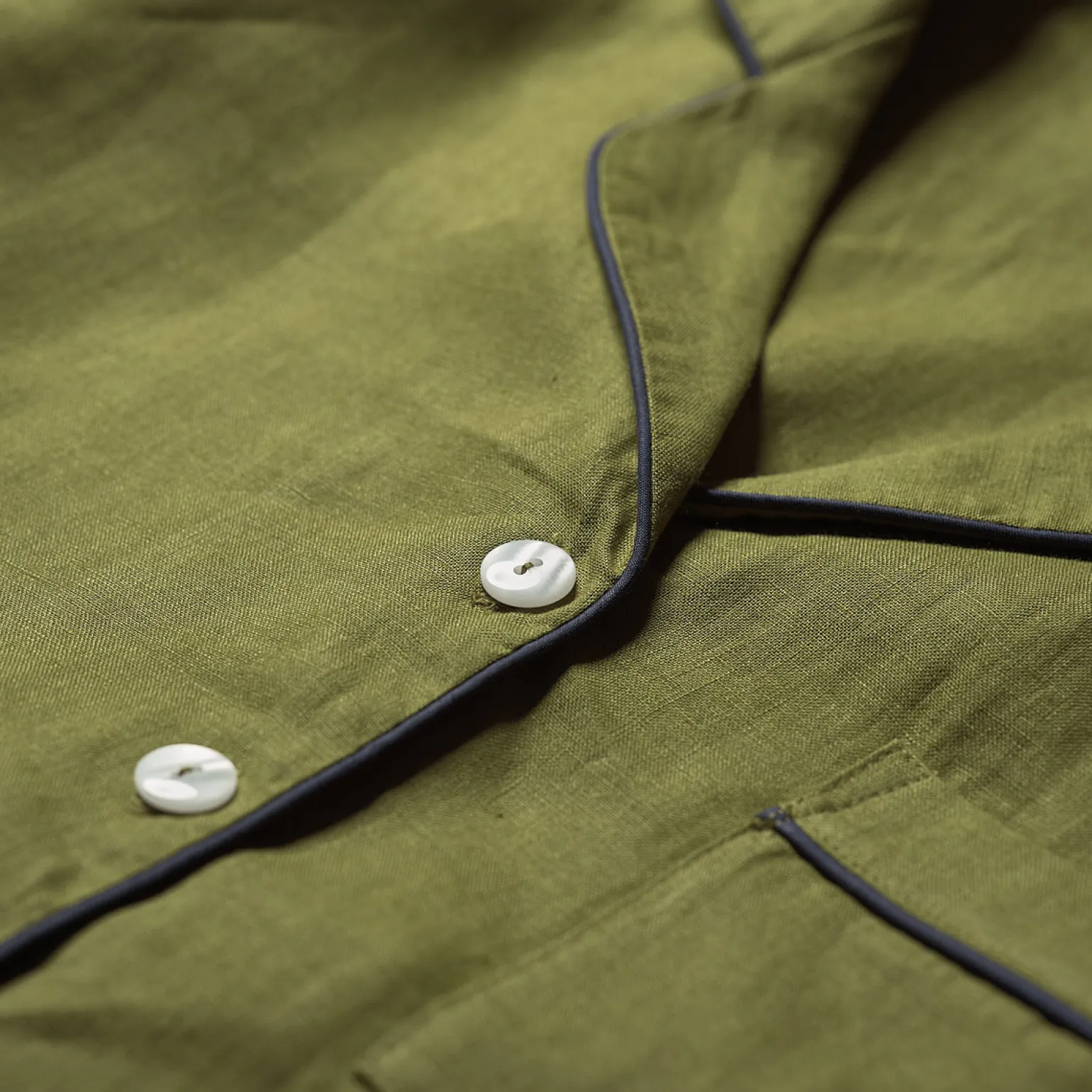 Moss Plain Linen Pajama Shorts Set
