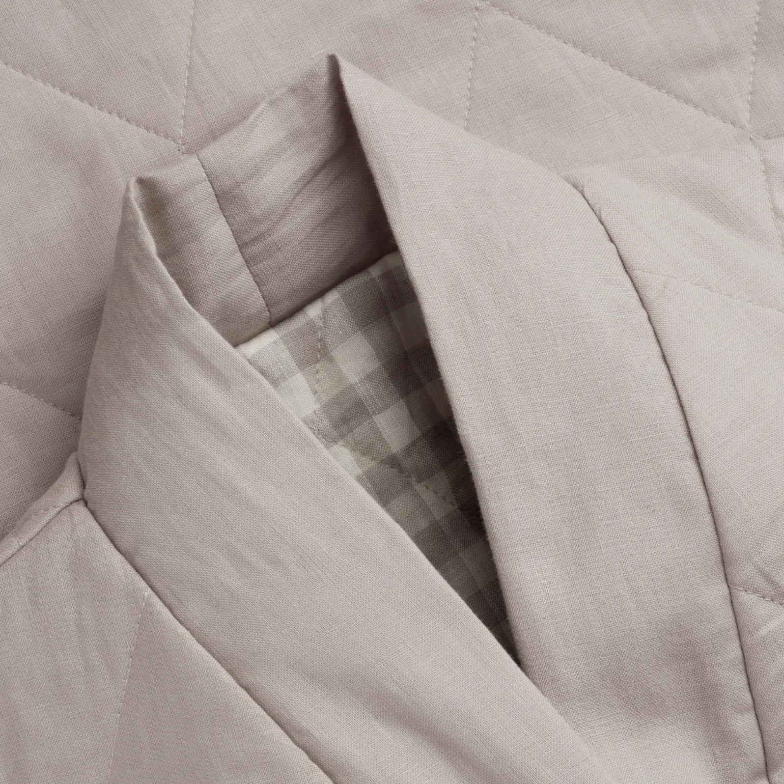 Mushroom Gingham Linen Housecoat