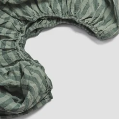 Pine Green Pembroke Stripe Linen Blend Fitted Sheet
