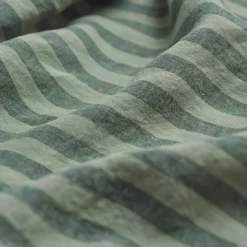 Pine Green Stripe 100% Linen Fitted Sheet