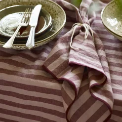 Plum Wine Amberley Stripe Linen Blend Napkins Set of 4