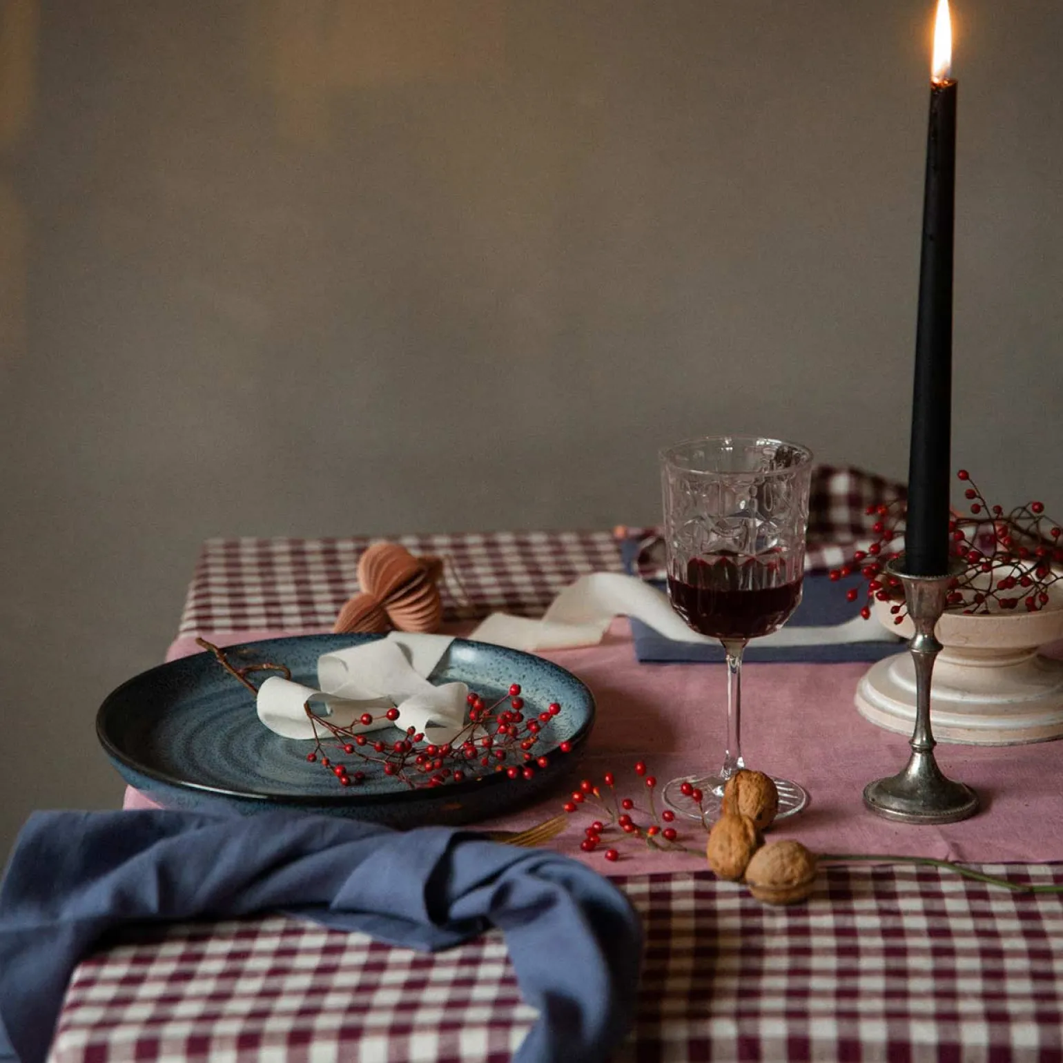 Raspberry Linen Table Runner