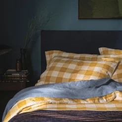 Russet Yellow Emsworth Plaid Linen Blend Pillowcase (Pair)
