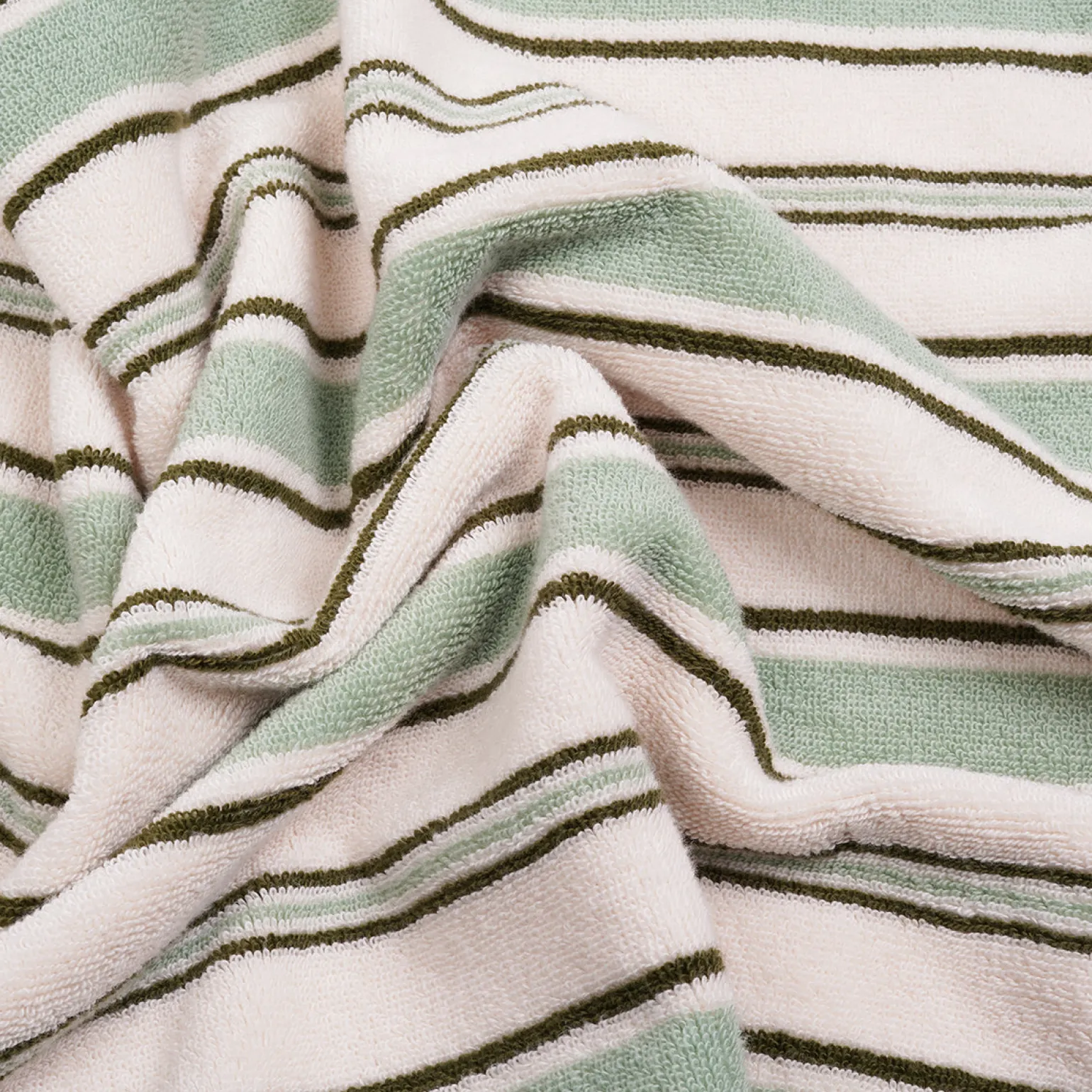 Sage Botanical Green Shoreham Stripe Cotton Towels