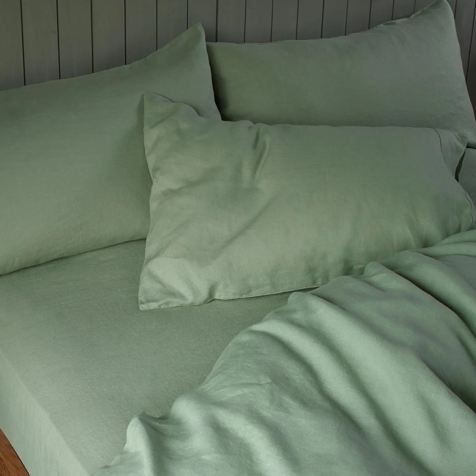 Sage Green 100% Linen Fitted Sheet