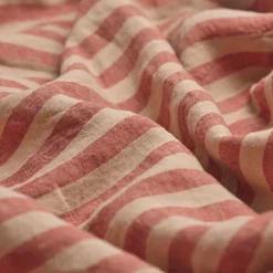 Sandstone Red Stripe 100% Linen Fitted Sheet