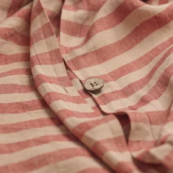 Sandstone Red Stripe 100% Linen Duvet Cover