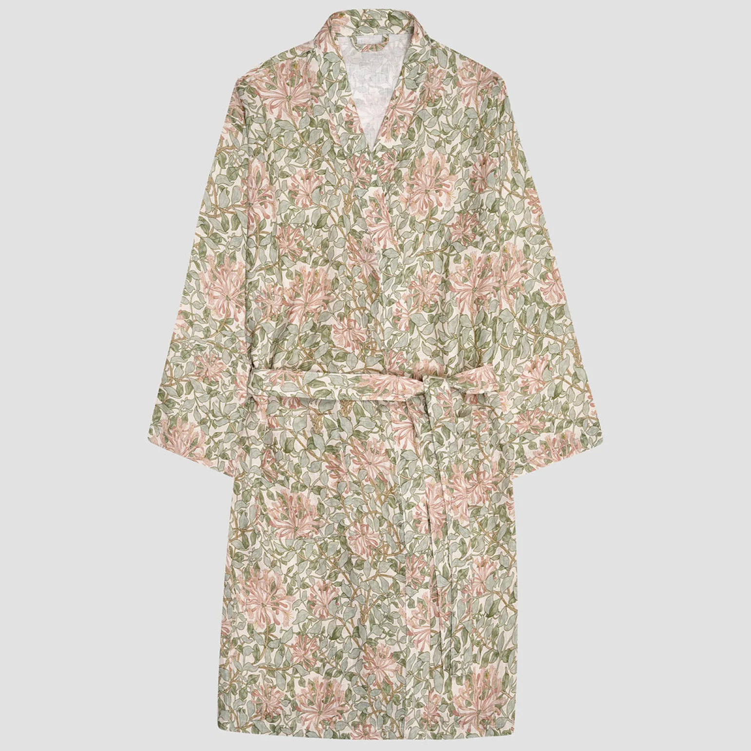 Soft Sage Honeysuckle Linen Robe