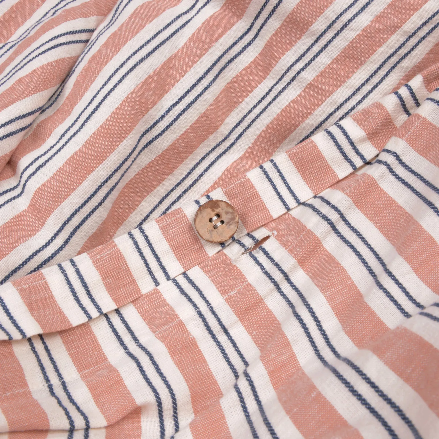 Warm Clay Somerley Stripe Linen Blend Duvet Cover