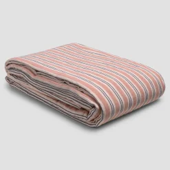Warm Clay Somerley Stripe Linen Blend Duvet Cover