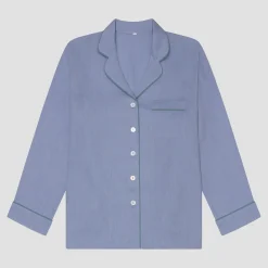 Wave Blue Linen Pajama Shirt
