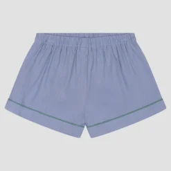Wave Blue Linen Pajama Shorts