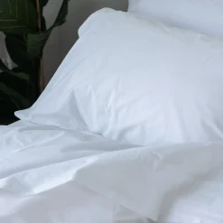 White Washed Cotton Percale Flat Sheet